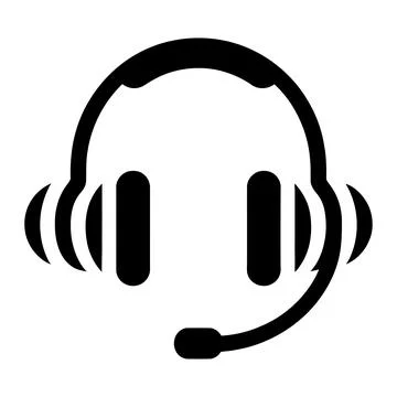 Customer Support Headset Icon Call Center Service Silhouette Vector Stock Illustration