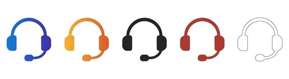 Customer support headset icon set for business Illustrazione stock