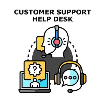 Customer support help desk communicating problem solving online Stock Illustration