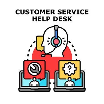 Customer support help desk providing online service 库存插图