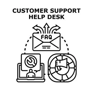 Customer support help desk providing online solutions and assistance Ilustração Stock