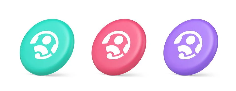 Customer support helpdesk assistance button call helpline connection 3d reali 스톡 일러스트