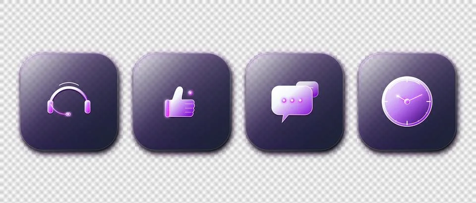 Customer Support Helpdesk Icons Set with Glassmorphic 3D. Stock Illustration