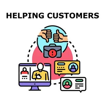 Customer support helping addressing client needs online Stock Illustration