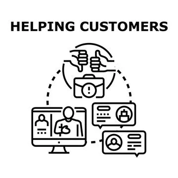 Customer support helping addressing client needs online Stock Illustration