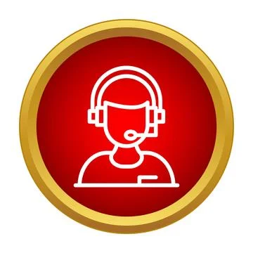 Customer support helpline agent with headset icon Stock Illustration