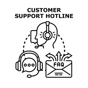 Customer support hotline providing communication and assistance service 库存插图