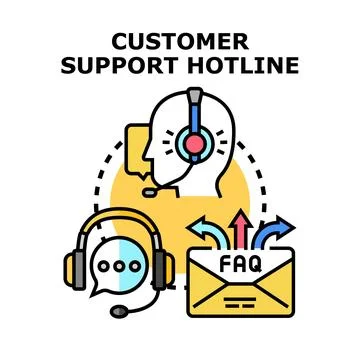 Customer support hotline providing communication and assistance service 库存插图
