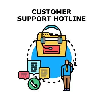 Customer support hotline providing online assistance Stock Illustration