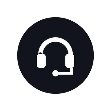 Customer Support Icon Black Circle Button Business Finance Symbol Vector Stock Illustration