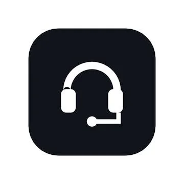 Customer Support Icon Black Rounded Square Button Business Finance Symbol Vector Stock Illustration