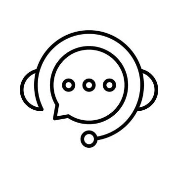 Customer Support Icon with Headset in Line Style Isolated Vector Illustration Иллюстрация