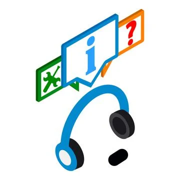 Customer support icon isometric vector. Headphone and technical support icon Stock Illustration
