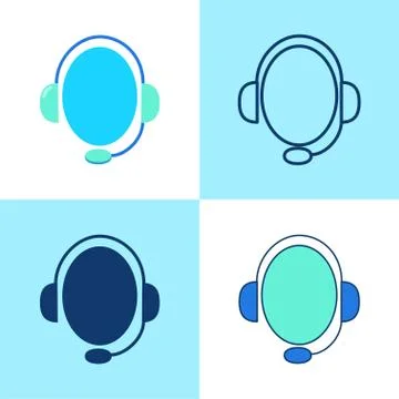 Customer support icon set in flat and line style Stock Illustration