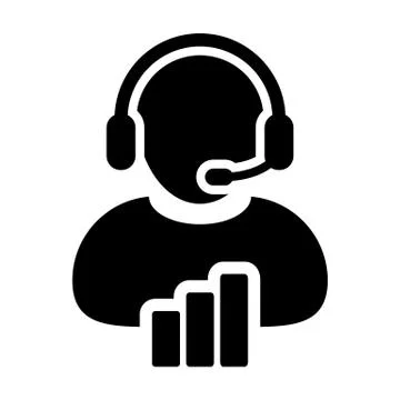 Customer support icon vector male data service person profile avatar with hea Illustrazione stock