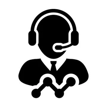 Customer support icon vector male data service person profile avatar headphone Stock Illustration