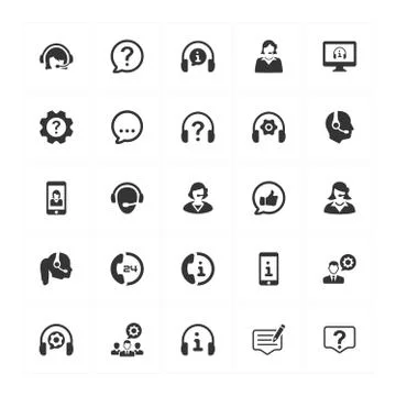 Customer Support Icons - Gray Version Illustrazione stock