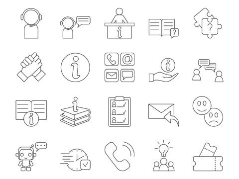 Customer Support Icons Set. Customer Service, Call Center, Contact Us Stock Illustration