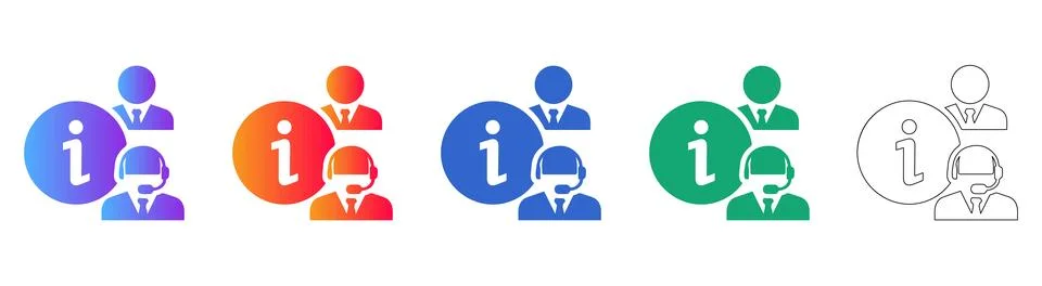 Customer Support Information Icons Set Illustrazione stock