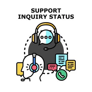 Customer support inquiry status and communication assistance 库存插图