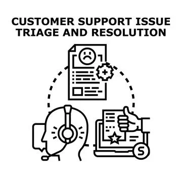 Customer support issue triage and resolution concept Stock Illustration