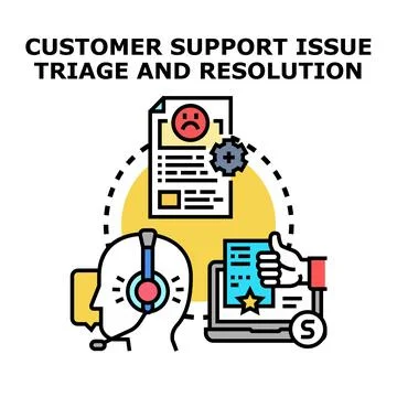 Customer support issue triage and resolution concept Stock Illustration