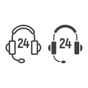 Customer support line and glyph icon Stock Illustration