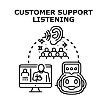 Customer support listening for effective service feedback Stock Illustration