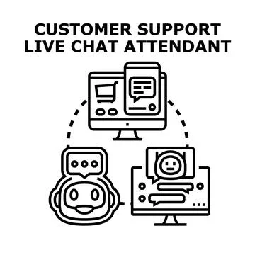 Customer support live chat attendant online service Stock Illustration