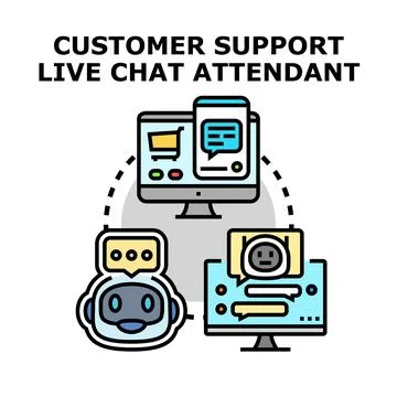 Customer support live chat attendant online service Stock Illustration