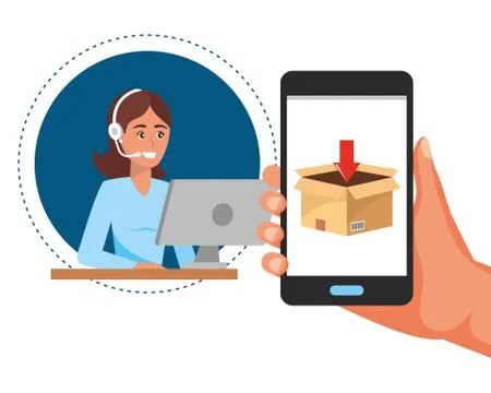 Customer support logistics service cartoon Stock Illustration