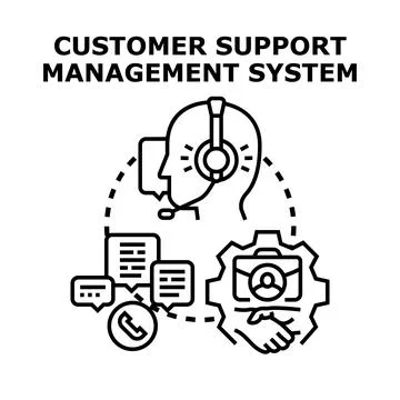 Customer support management system icon demonstrating communication consultin Illustrazione stock