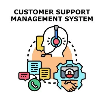 Customer support management system icon demonstrating communication consultin Stock Illustration