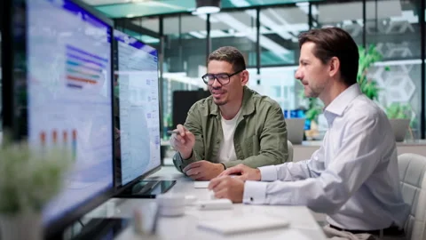 Customer Support Manager Assists Client Using AI Chatbot Software Stock Footage 347902683