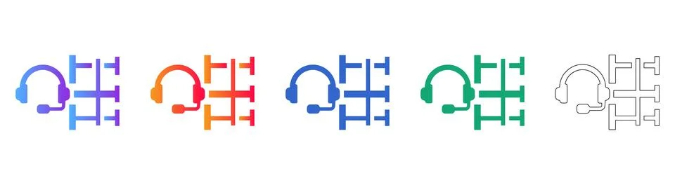 Customer Support Network and Hierarchy Icons Stock Illustration