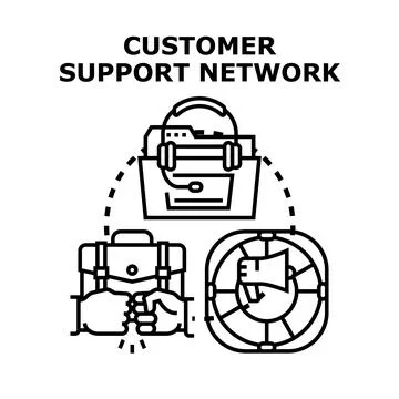 Customer support network connecting business and help Stock Illustration