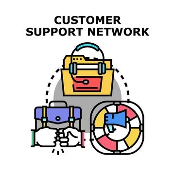 Customer support network connecting business and help Stock Illustration