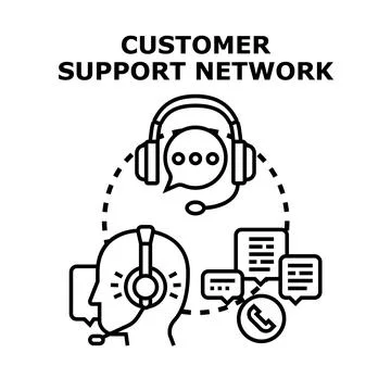 Customer support network connecting people for assistance 스톡 일러스트