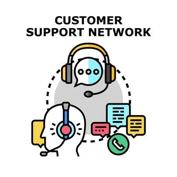Customer support network connecting people for assistance Stock Illustration