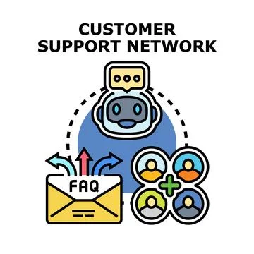 Customer support network connecting users with ai assistance Stock Illustration