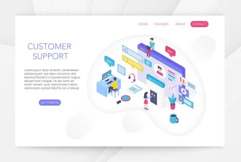 Customer support, online technical consumer assistance, technical service Illustrazione stock