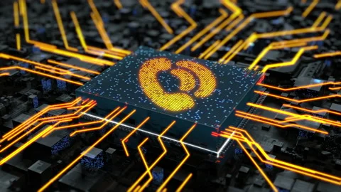 Customer support operator in an abstract city or electronic circuit board chip. Video stock 152818787