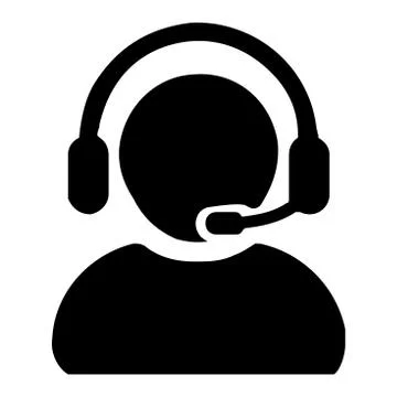 Customer support operator with headset icon vector. Black and white. Stock Illustration