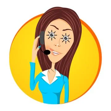 Customer support operator with sunny eyes 스톡 일러스트