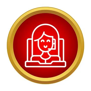 Customer support operator wearing headset icon illustration Stock Illustration