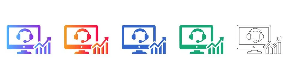 Customer Support Performance Analysis Icons Illustrazione stock