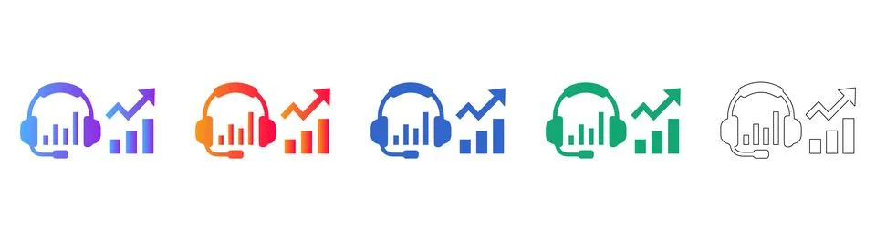 Customer Support Performance Analytics Icon Set イラスト素材