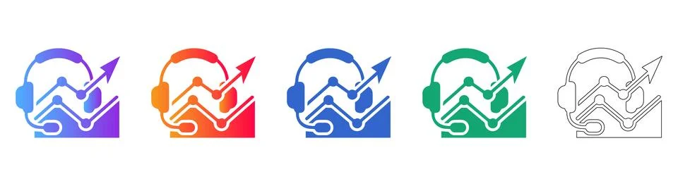 Customer Support Performance Analytics Icons イラスト素材