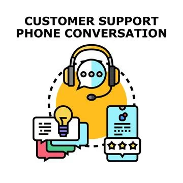 Customer support phone conversation concept background Stock Illustration