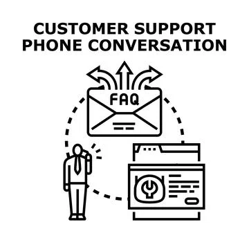 Customer support phone conversation concept providing online help Stock Illustration